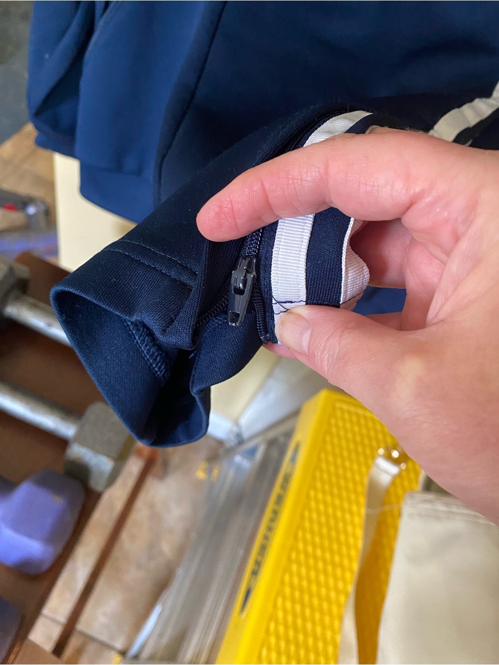 adidas Navy Blue Track Jacket/Suit with White Stripes and pants SST - Picture 5 of 9